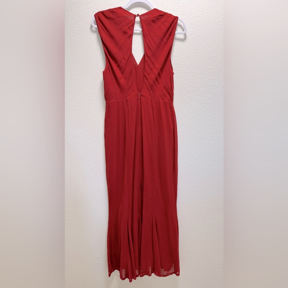 Reformation Sylvania Jumpsuit Romper Button Keyhole Pompeian Deep Red Size 10 - Picture 11 of 16